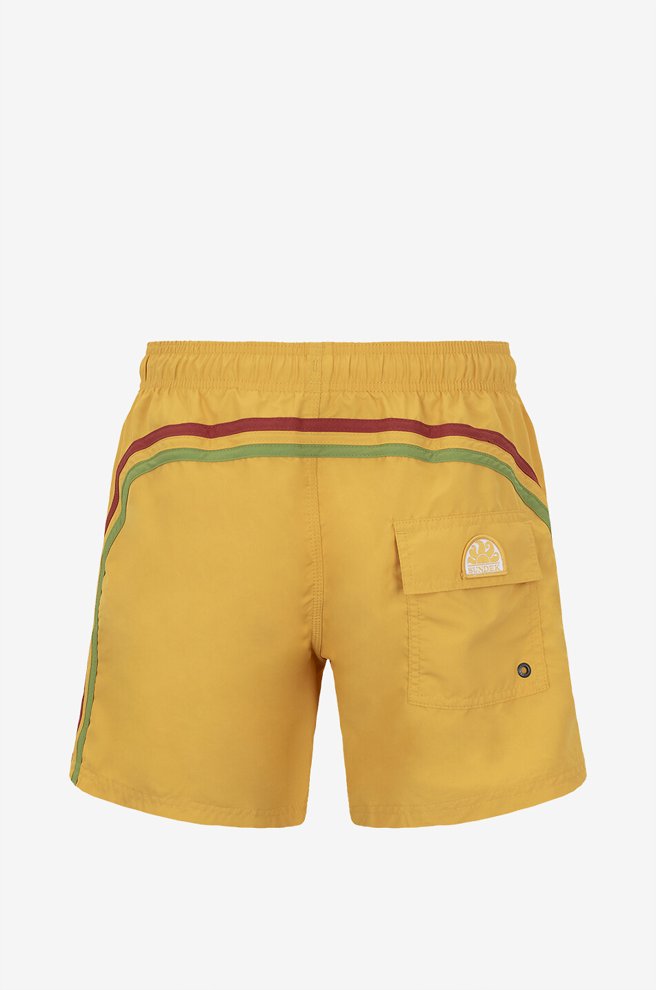 SUNDEK Short de bain uni à rayures tricolores Homme JAUNE MOYEN 2