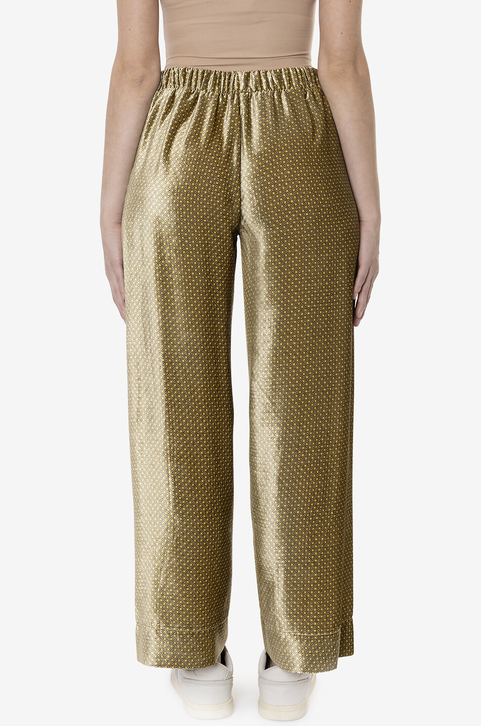 YC MILANO Wide geometric patterned velvet trousers Women MULTI COLOURED 7