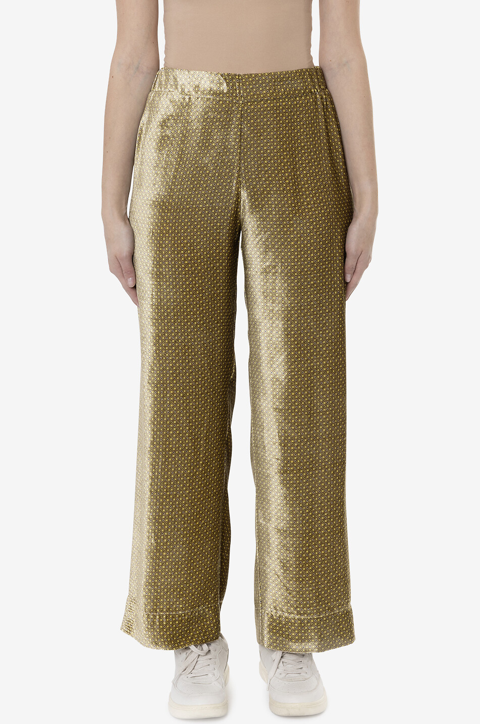 YC MILANO Wide geometric patterned velvet trousers Women MULTI COLOURED 6