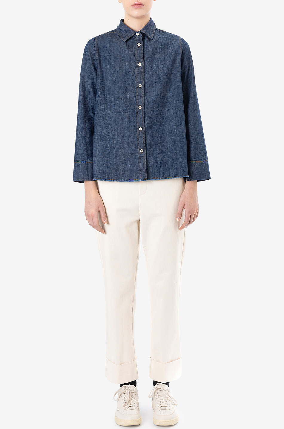 YC MILANO Oversized denim shirt with classic collar Women BLUE 3