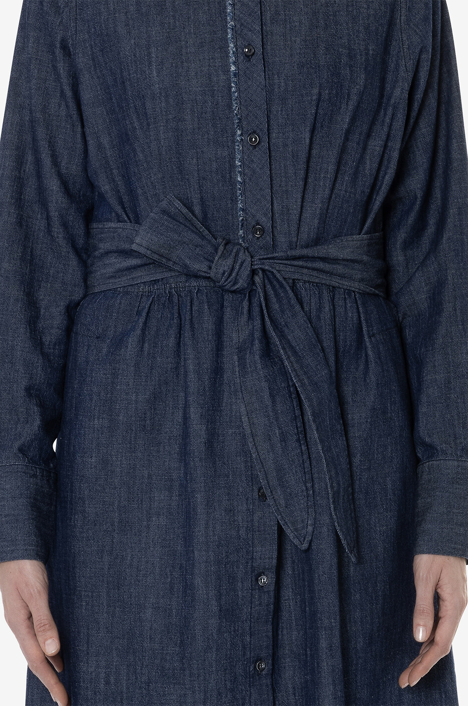 YC MILANO Long denim shirt collar dress Women BLUE 5