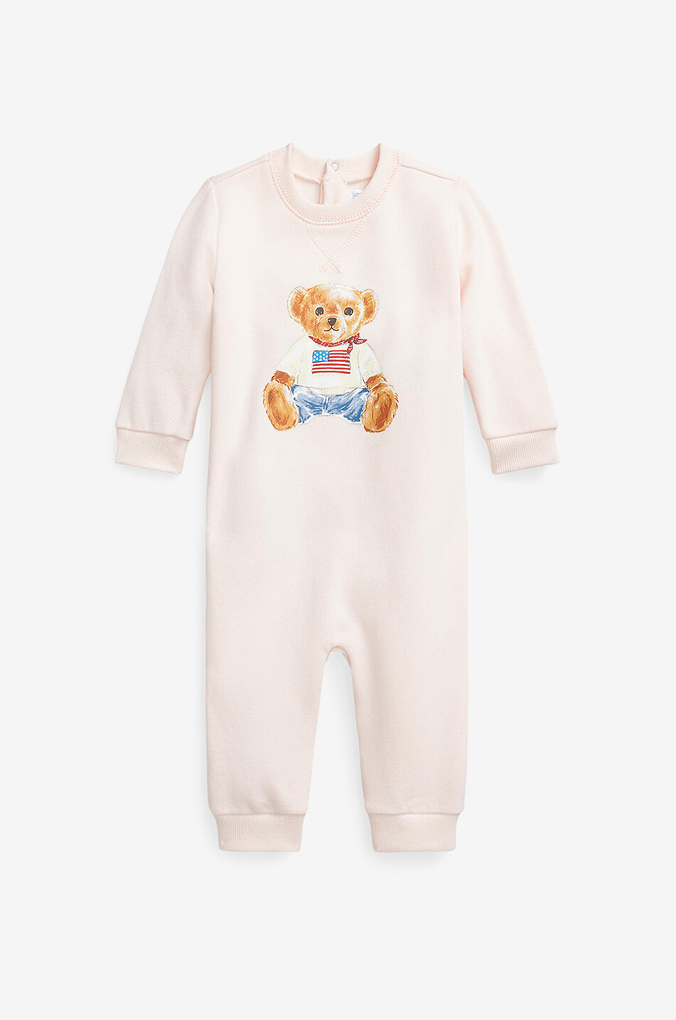 POLO RALPH LAUREN Grenouillère bébé en molleton American Polo Bear Bébé ROSE CLAIR 1