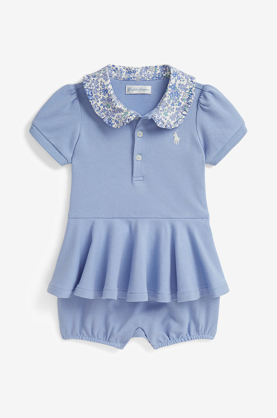 Pony cotton piqué peplum baby playsuit