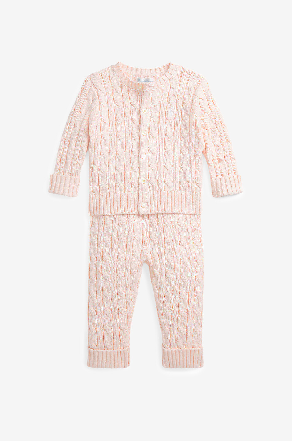 POLO RALPH LAUREN Ensemble pantalon et cardigan en maille torsadé bébé Bébé ROSE 1