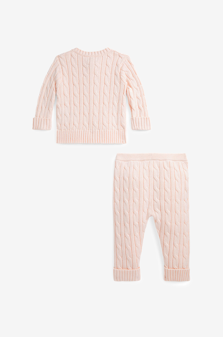 POLO RALPH LAUREN Ensemble pantalon et cardigan en maille torsadé bébé Bébé ROSE 2