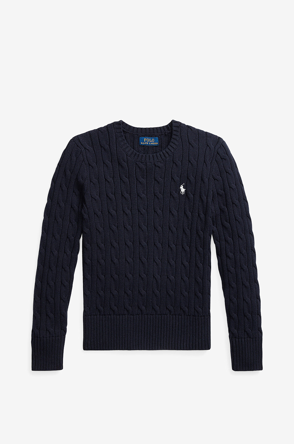 POLO RALPH LAUREN Pull torsadé à col rond en coton fille Pony Fille BLEU FONCE 1