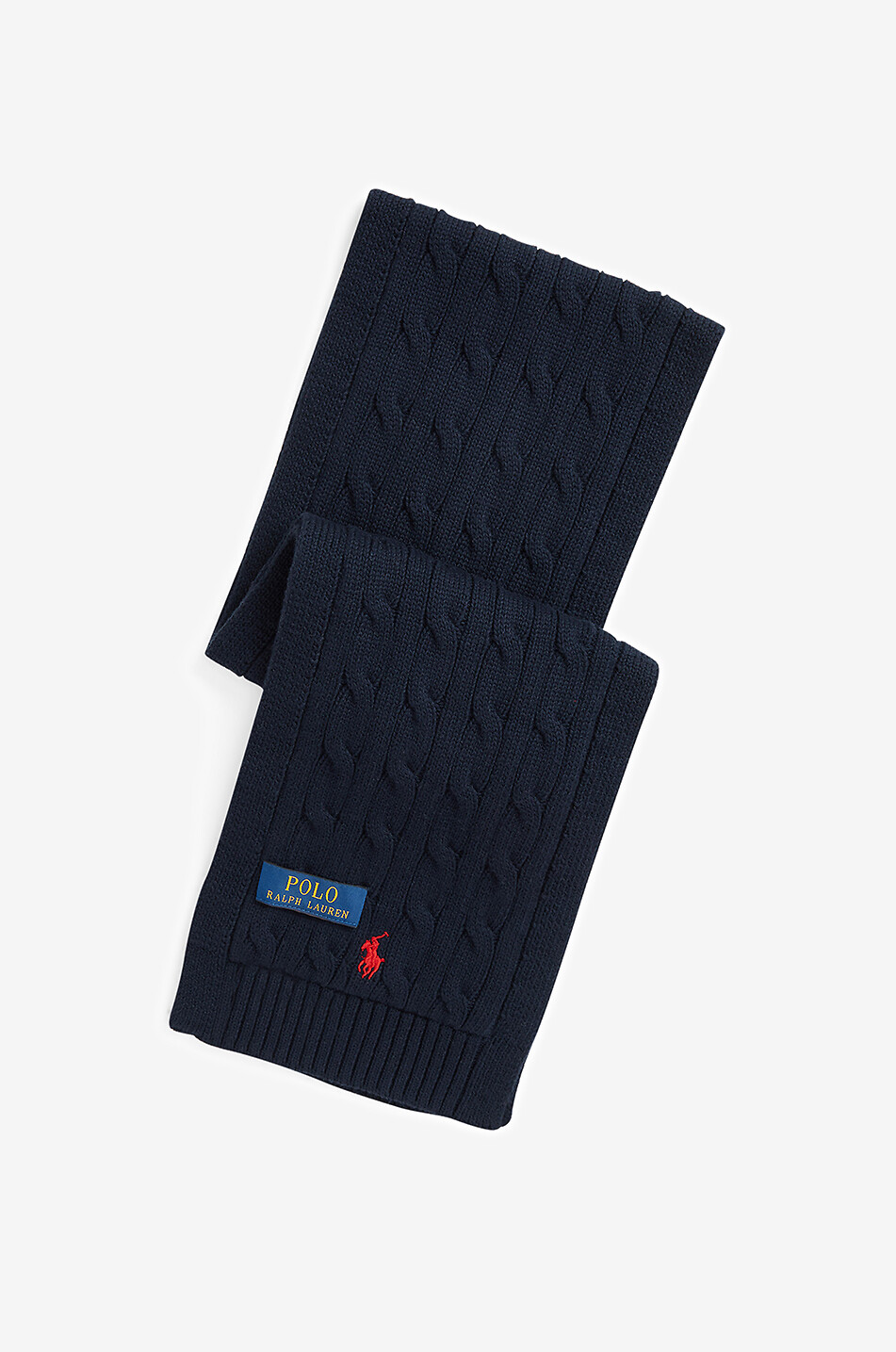 POLO RALPH LAUREN Pony children's cable-knit cotton scarf Unisex DARK BLUE 1