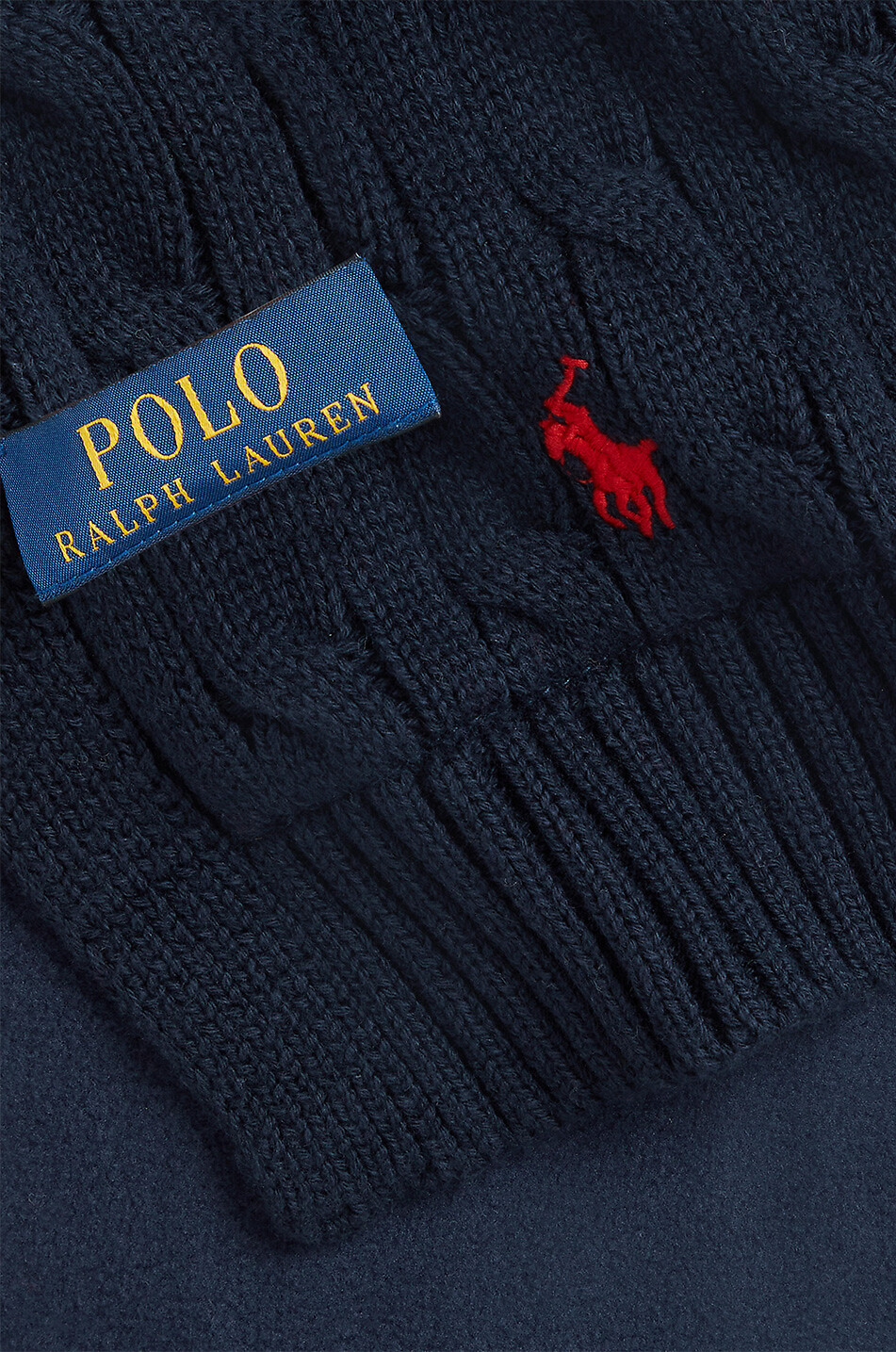 POLO RALPH LAUREN Pony children's cable-knit cotton scarf Unisex DARK BLUE 2