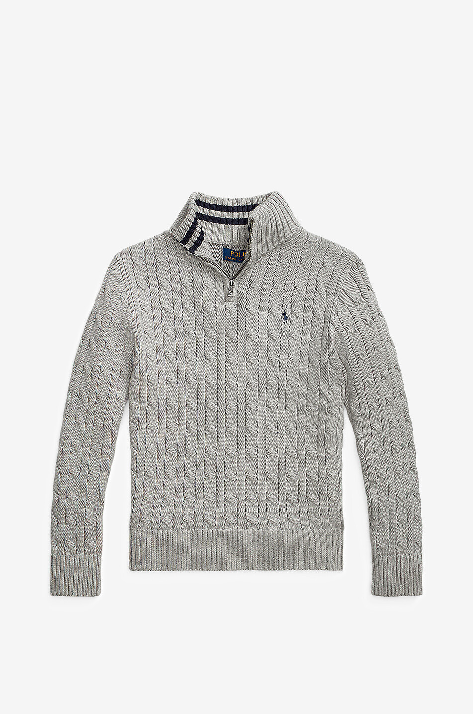 Pony boys' cable-knit cotton half-zip jumper