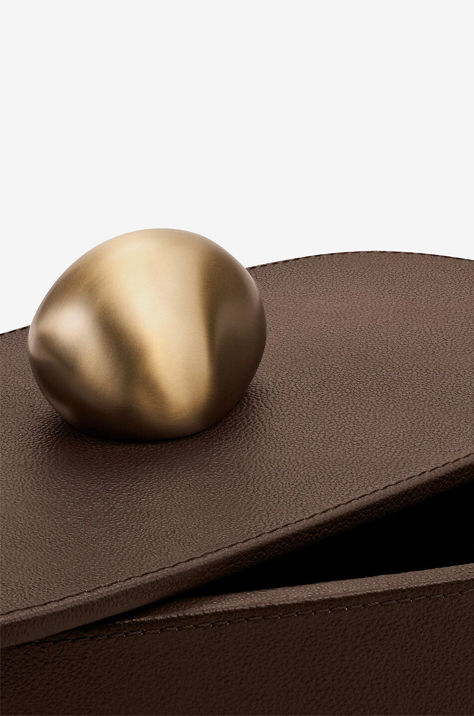 ASSOULINE Pebble oval grained leather and brass trinket box Home BROWN 3