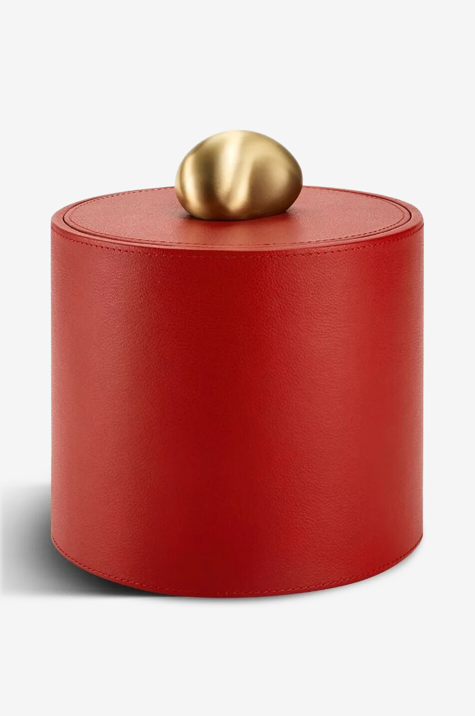 ASSOULINE Boîte de rangement ronde en cuir grainé et laiton Pebble Maison ROUGE 1