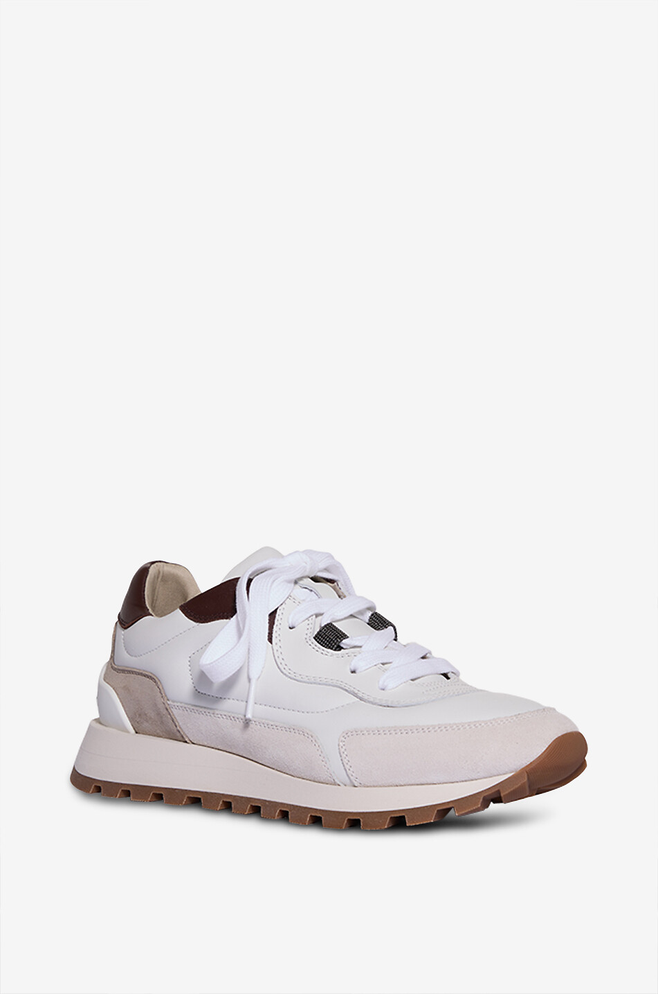 Monile low-top nappa leather and suede sneakers