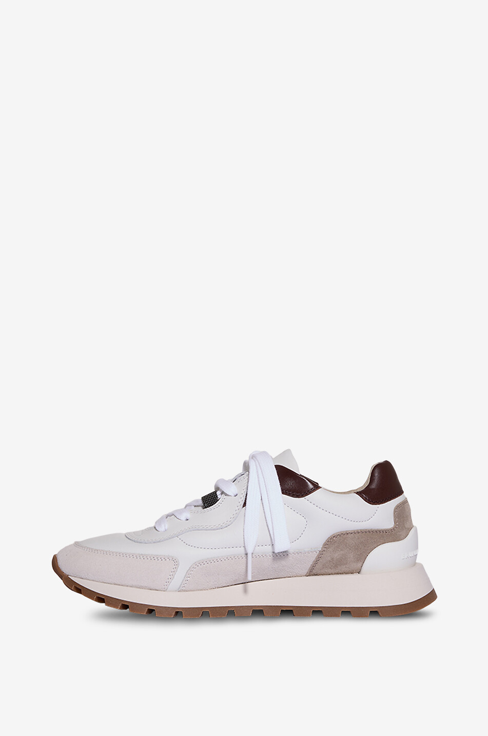 BRUNELLO CUCINELLI Monile low-top nappa leather and suede sneakers Women WHITE 3