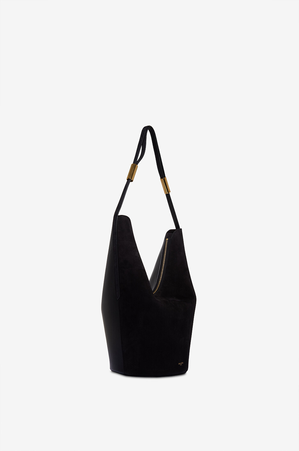 ALAÏA Shape Medium suede bucket bag Women BLACK 2