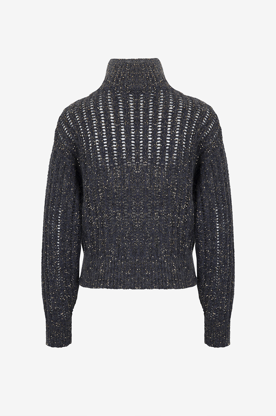 BRUNELLO CUCINELLI Sparkling cropped openwork knit wool and cashmere cardigan Women GREY 2