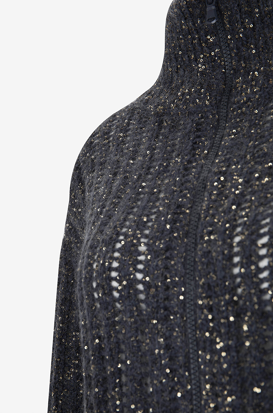 BRUNELLO CUCINELLI Sparkling cropped openwork knit wool and cashmere cardigan Women GREY 3