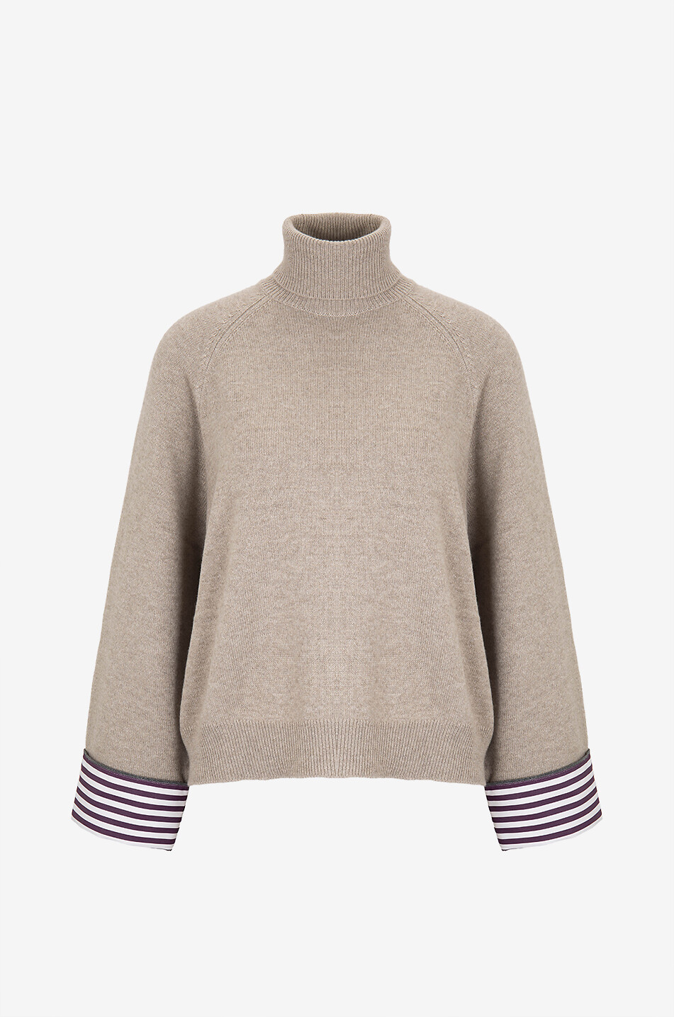 BRUNELLO CUCINELLI Shiny Cuff cashmere turtleneck jumper with removable cuffs Women BROWN 1