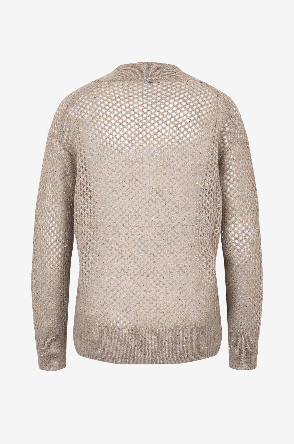 BRUNELLO CUCINELLI Sparkling net knit mohair V-neck jumper Women BROWN 2