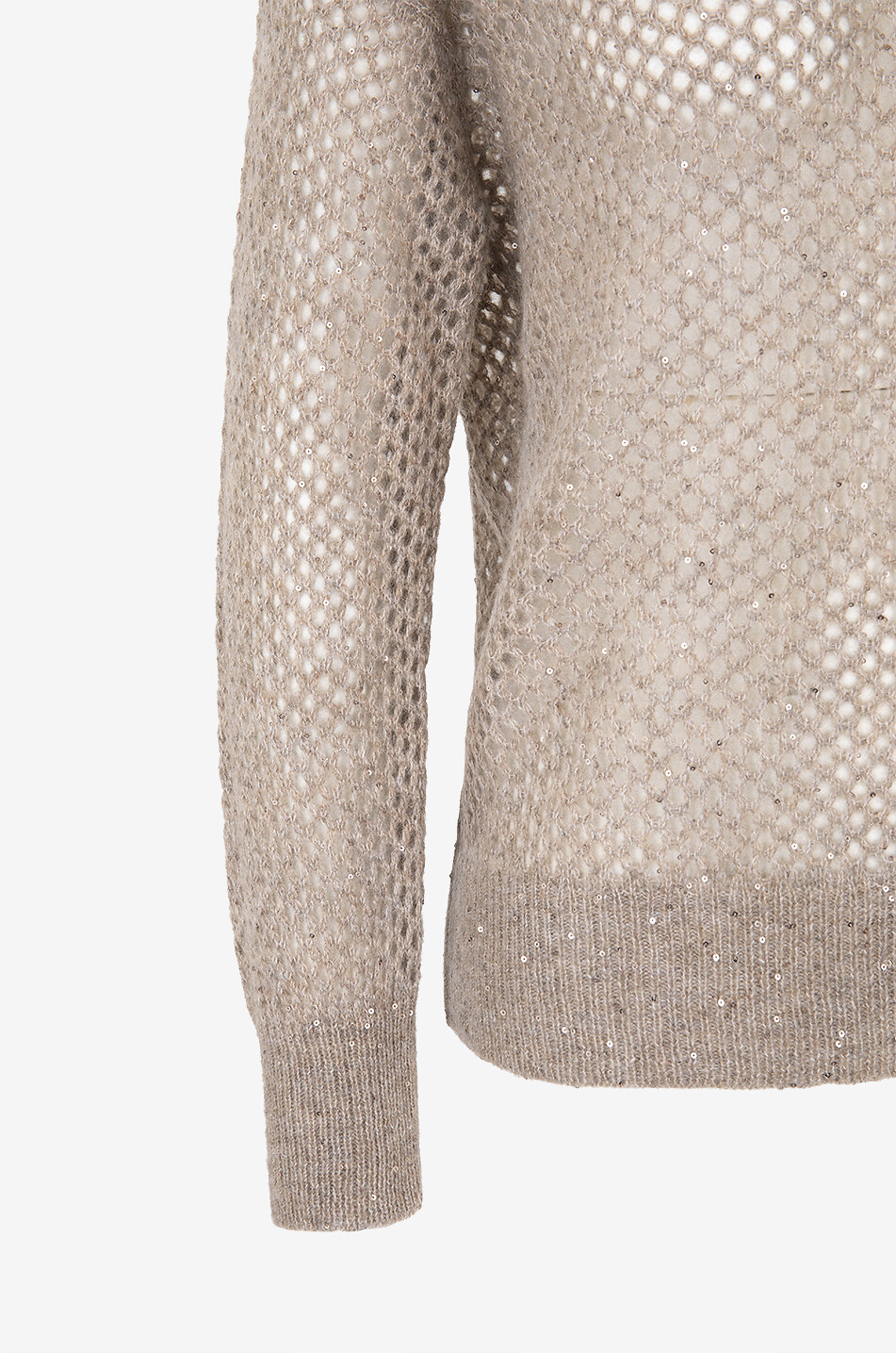 BRUNELLO CUCINELLI Sparkling net knit mohair V-neck jumper Women BROWN 3