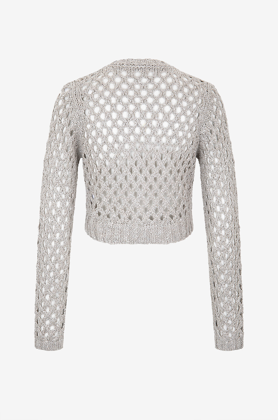 BRUNELLO CUCINELLI Sparkling cropped linen and silk net jumper Women BEIGE 2
