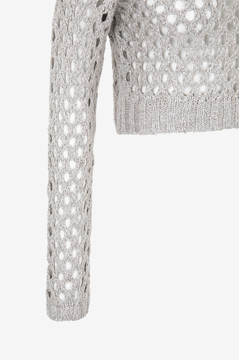 BRUNELLO CUCINELLI Sparkling cropped linen and silk net jumper Women BEIGE 3