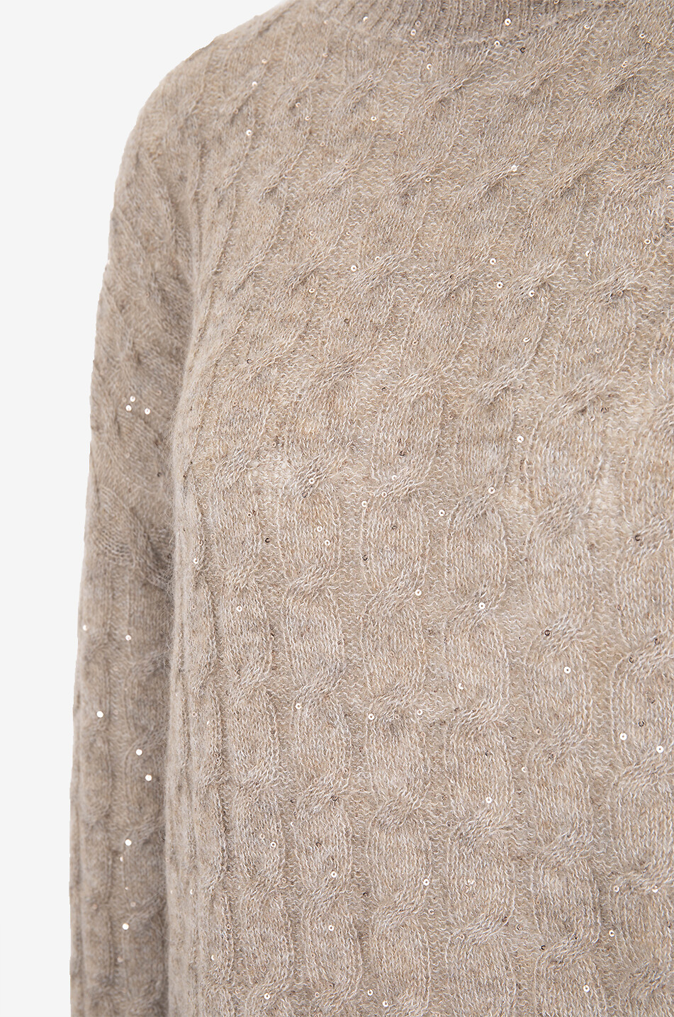 BRUNELLO CUCINELLI Sparkling cable-knit mohair jumper and removable balaclava Women BROWN 3