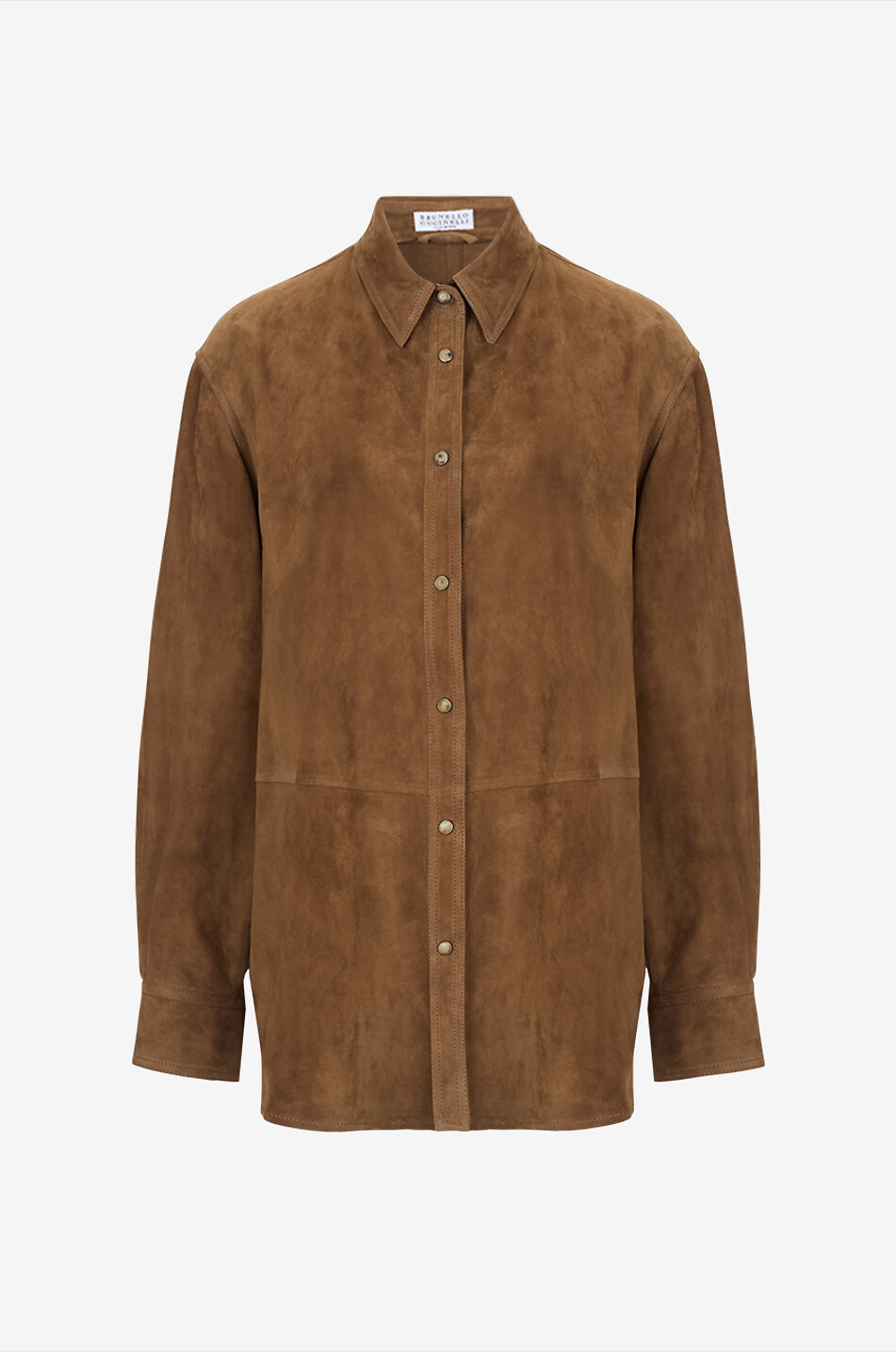 BRUNELLO CUCINELLI Shiny Line suede overshirt Women COGNAC 1