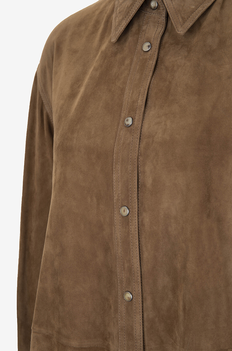 BRUNELLO CUCINELLI Shiny Line suede overshirt Women COGNAC 3