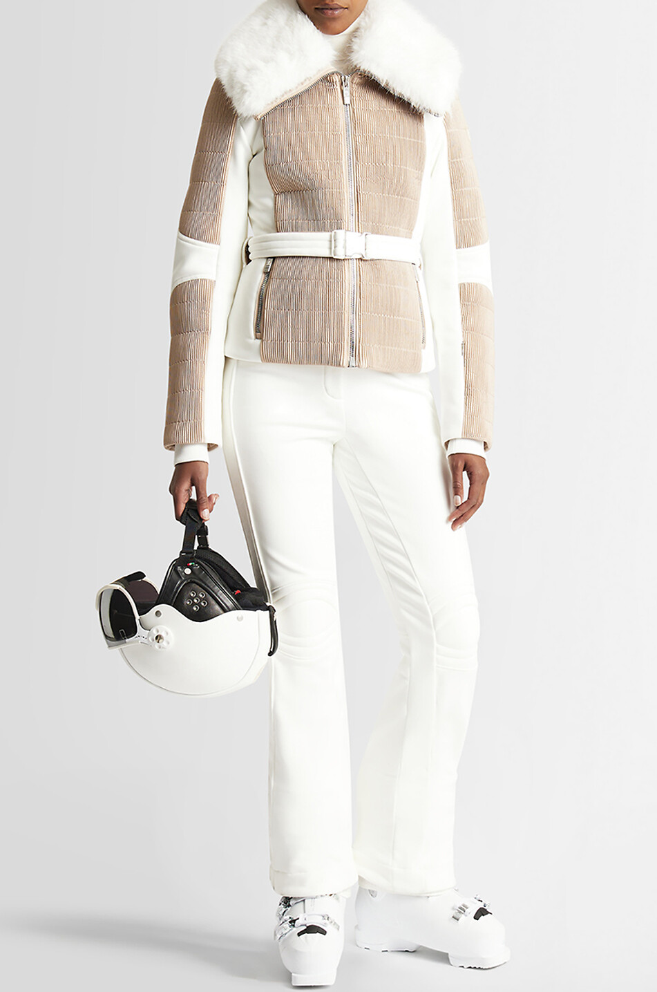 FUSALP Doudoune de ski courte en tissu technique Gitu Femme Beige clair 3