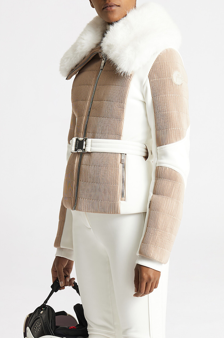 FUSALP Doudoune de ski courte en tissu technique Gitu Femme Beige clair 5