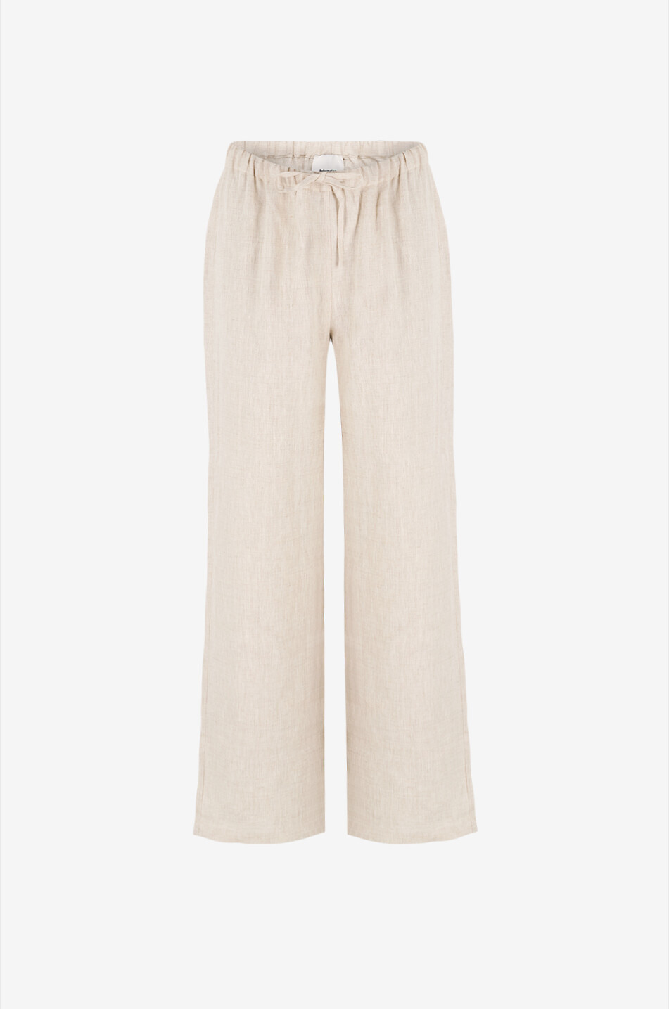 Olina Oatmeal linen wide-leg trousers