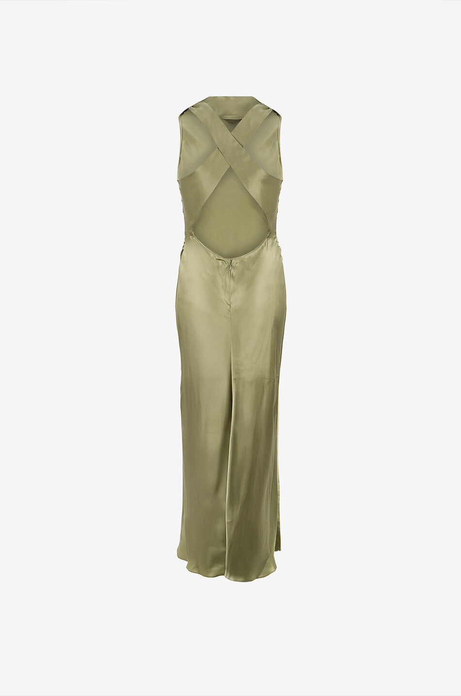 REFORMATION Casette Artichoke long silk satin dress Women GREEN 2
