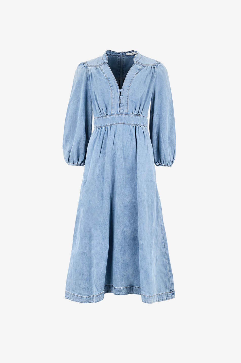 ZIMMERMANN Lucky Skylark faded denim midi dress Women LIGHT BLUE 1