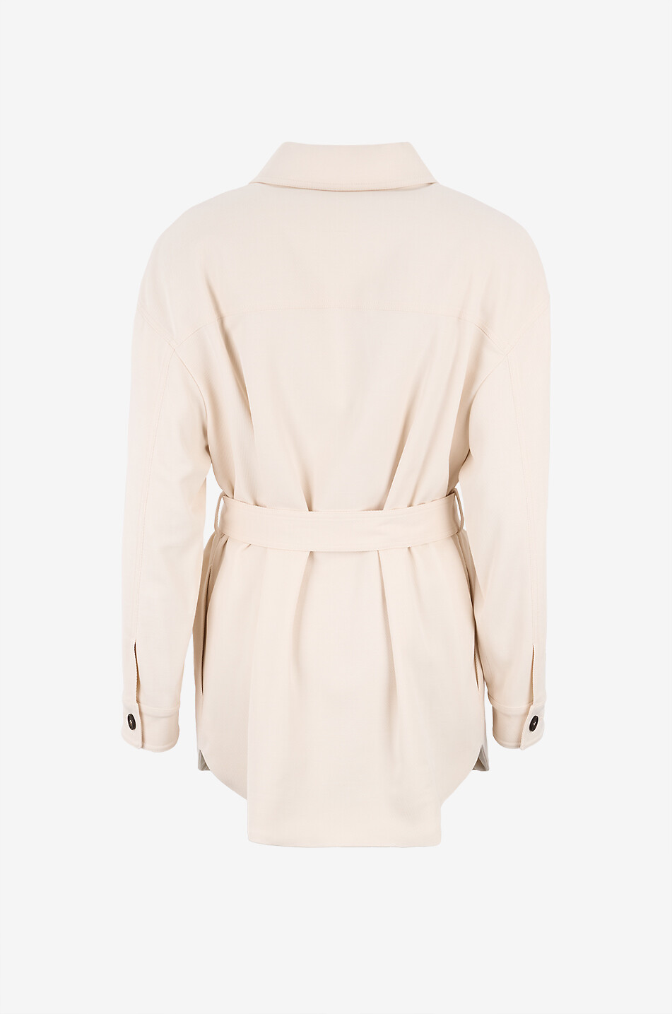 BRUNELLO CUCINELLI Lange Hemdjacke aus Twill mit Gürtel Damen CREMEFARBEN 2
