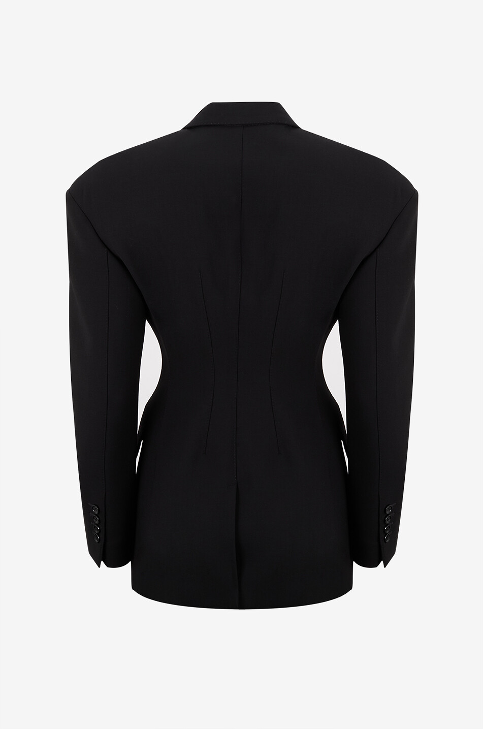 Cinched double-breasted blazer with large lapel