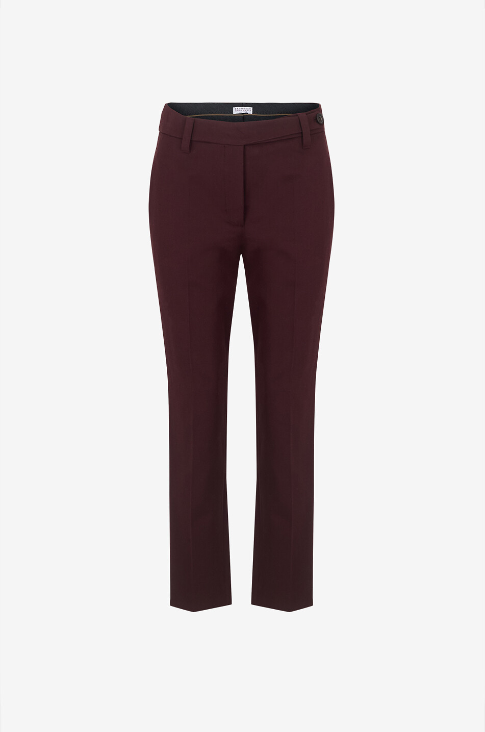 BRUNELLO CUCINELLI Pantalon slim en sergé de coton Shiny Loop Femme ROUGE FONCÉ 1