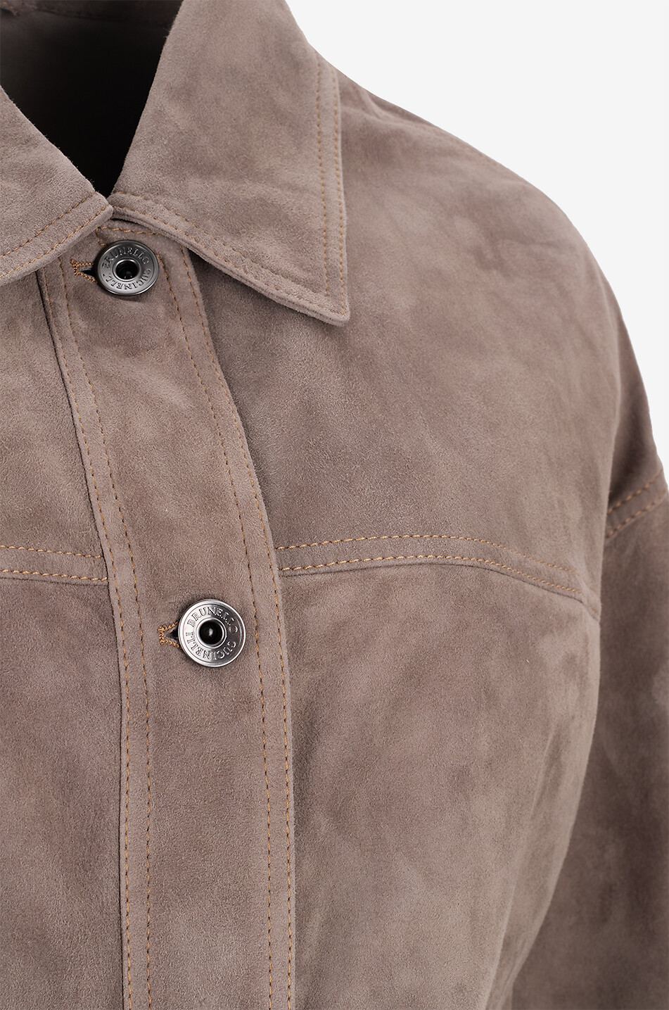 BRUNELLO CUCINELLI Lightweight boxy suede jacket Women BROWN 3