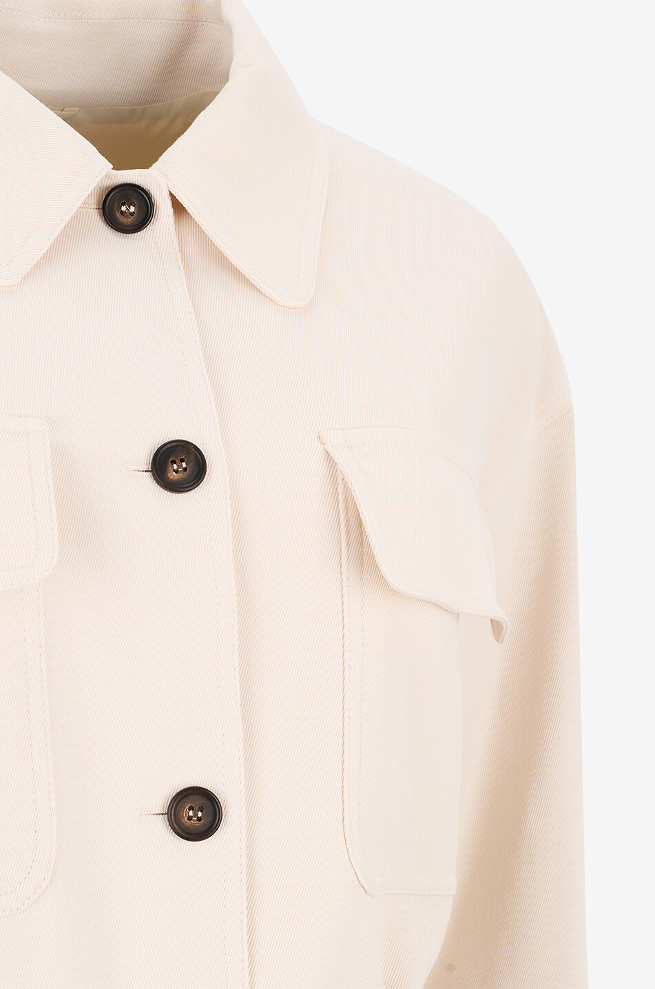 BRUNELLO CUCINELLI Lange Hemdjacke aus Twill mit Gürtel Damen CREMEFARBEN 3