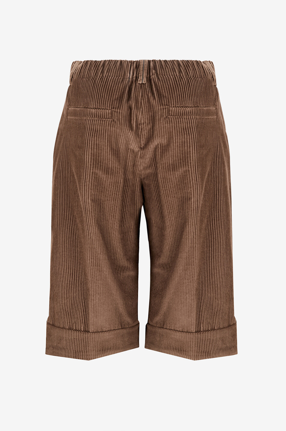 BRUNELLO CUCINELLI Shiny Loop corduroy pleated wide-leg Bermuda shorts Women LIGHT BROWN 2