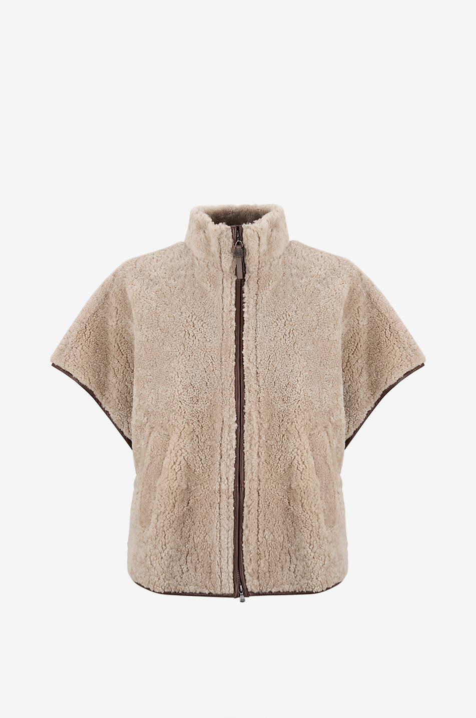 Shiny Tab shearling cape