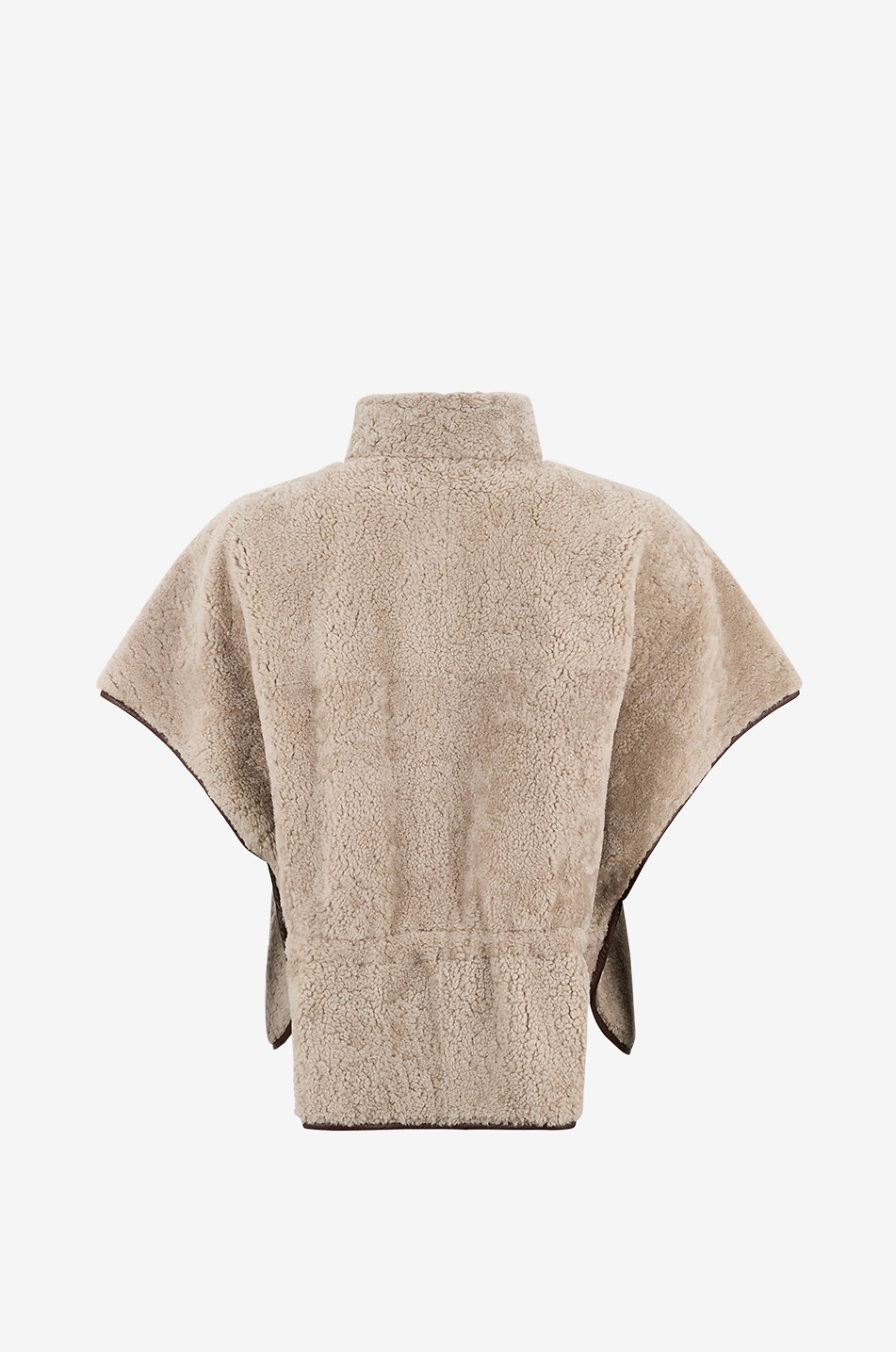 BRUNELLO CUCINELLI Shiny Tab shearling cape Women BROWN 2