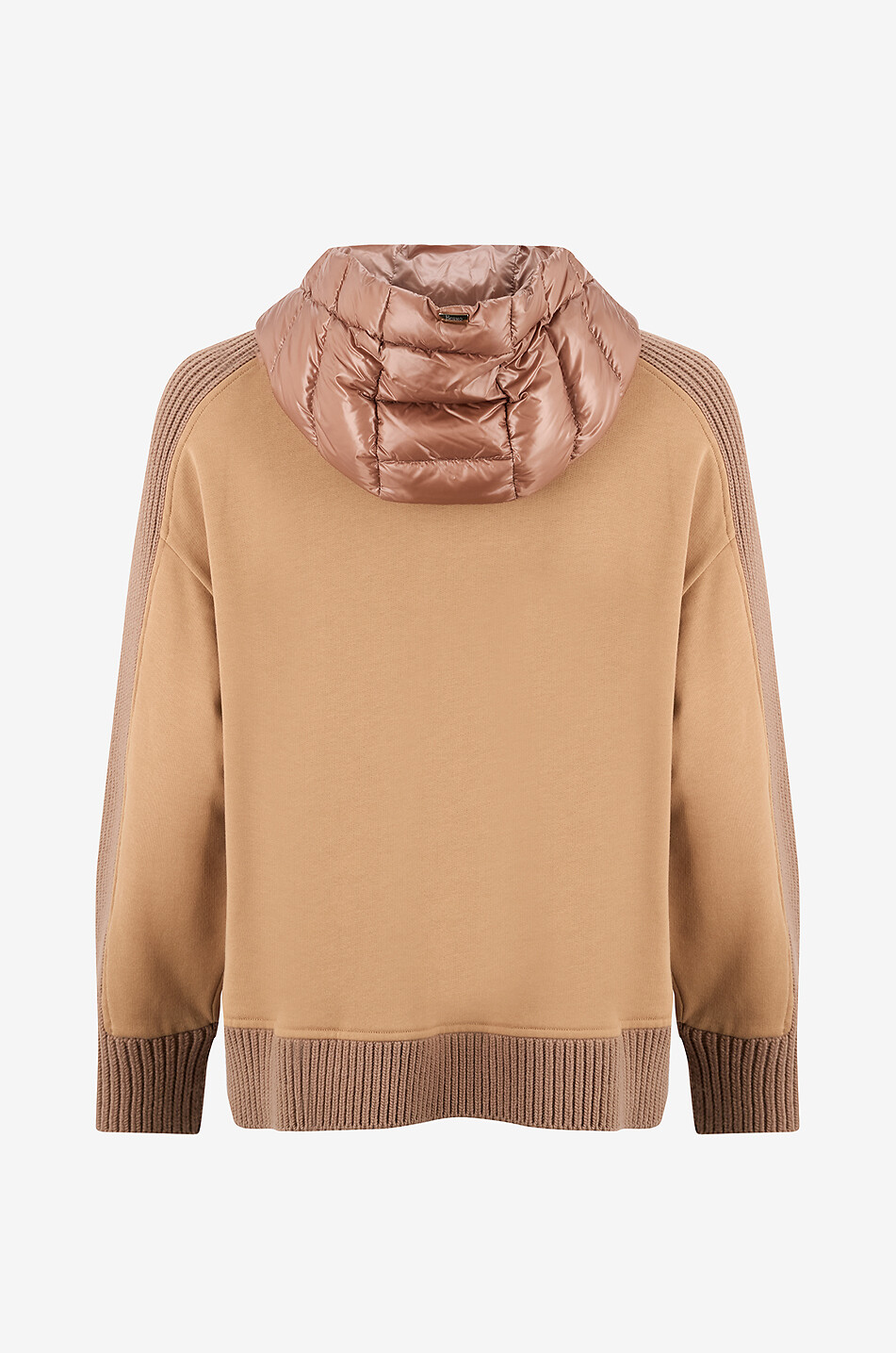 HERNO Cardigan zippé multi-matières à capuche Femme Beige moyen 2