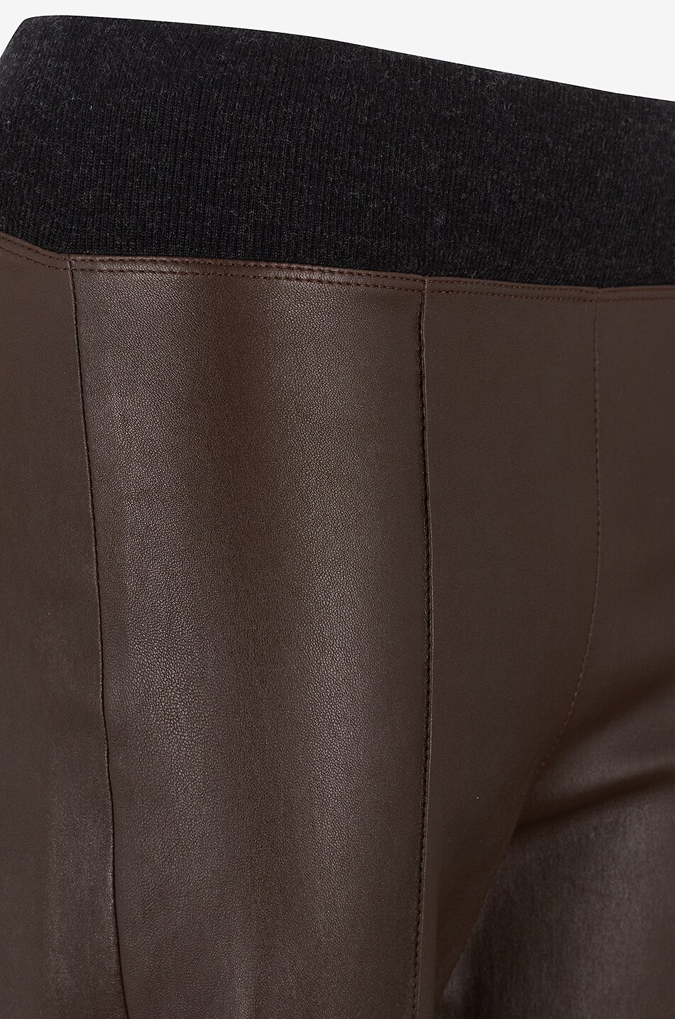 BRUNELLO CUCINELLI Nappaleder-Leggings mit hohem Strick-Taillenbund Damen BRAUN 3