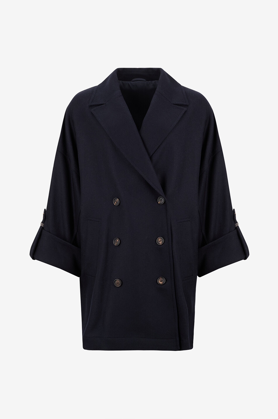 BRUNELLO CUCINELLI Monile wool twill oversize peacoat Women DARK BLUE 1