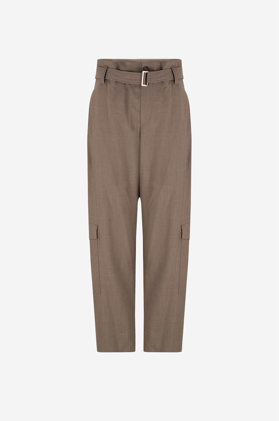 BRUNELLO CUCINELLI Paperbag waist wool blend cargo trousers Women BROWN 1
