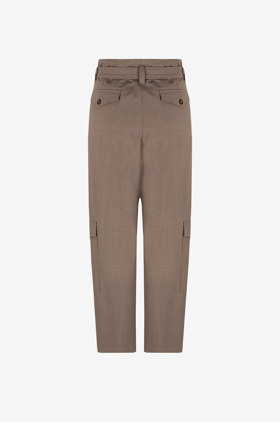 BRUNELLO CUCINELLI Paperbag waist wool blend cargo trousers Women BROWN 2