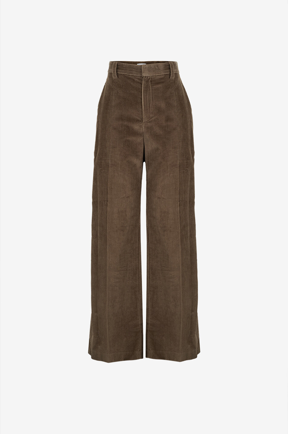 BRUNELLO CUCINELLI Cordsamthose mit hoher Taille und weitem Bein Shiny Loop Damen HELLBRAUN 1
