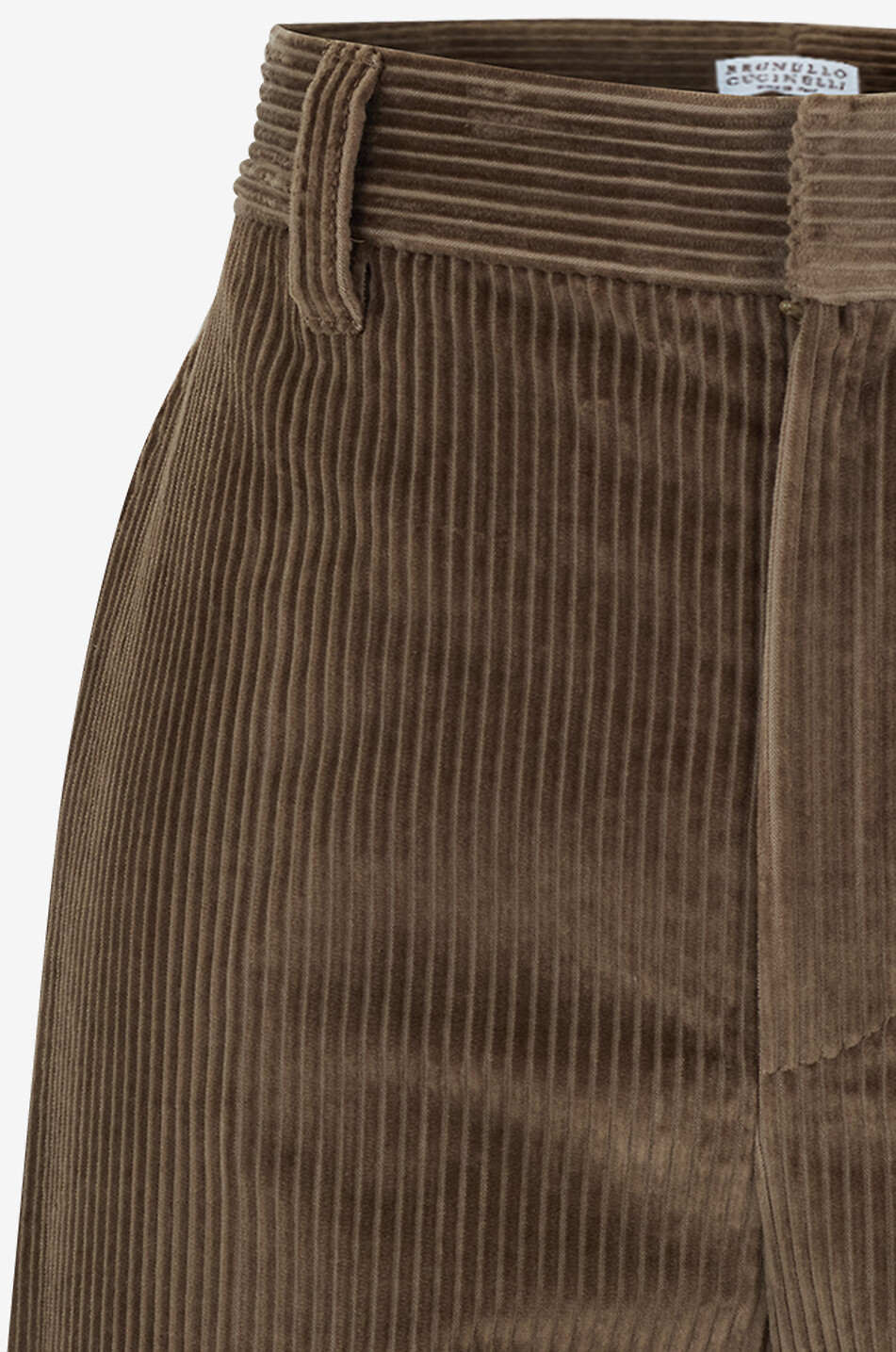 BRUNELLO CUCINELLI Cordsamthose mit hoher Taille und weitem Bein Shiny Loop Damen HELLBRAUN 3