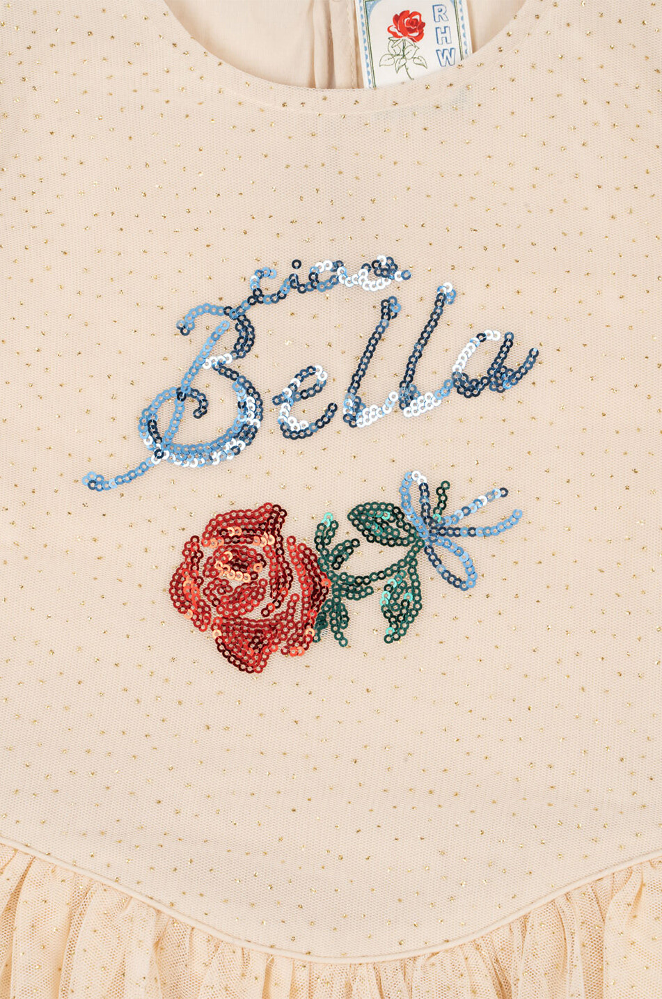 KONGES SLØJD Glitzerndes Mädchenkleid aus Tüll RWH x ks Ciao Bella  Hellbeige 3