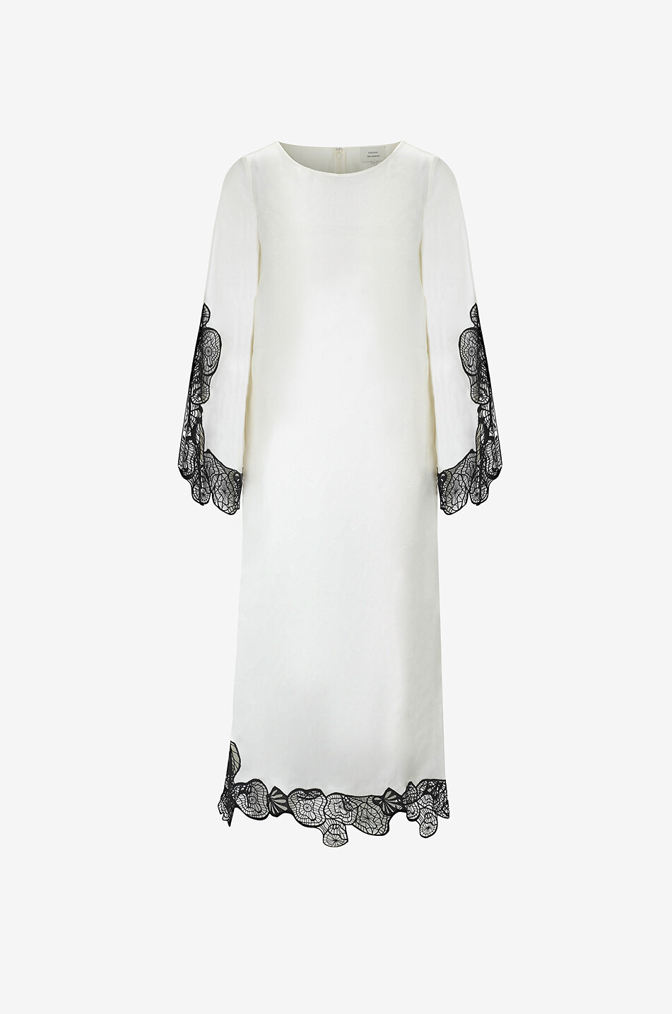 LOULOU DE SAISON Soto silk and lace midi dress Women EGGSHELL 1